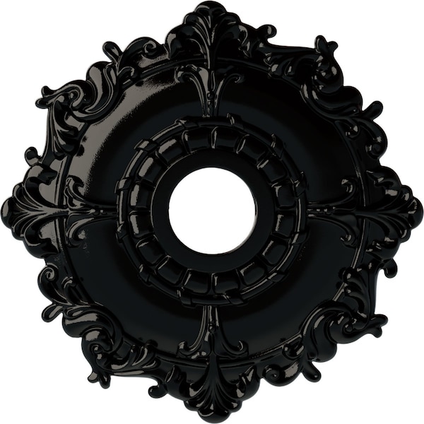 Ekena Millwork Riley Ceiling Medallion (Fits Canopies up to 4 5/8"), 18"OD x 3 1/2"ID x 1 1/2"P, Black Pearl CM18RLBPS - main